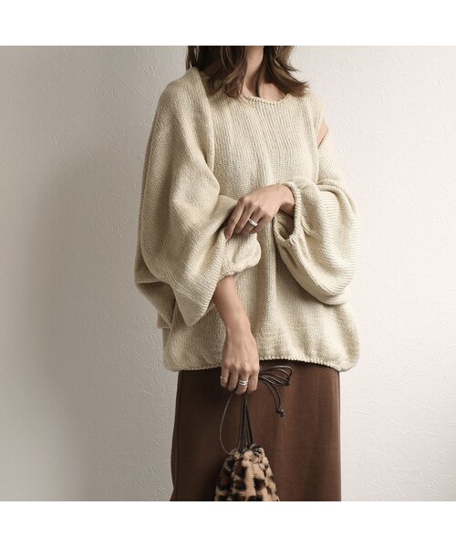 Lavish Gate(ラヴィッシュゲート)の「knit-02037 ボリュームニットスリーブ&ニットベスト ベージュ(ニット/セーター・レディース・その他)」の4枚目の写真