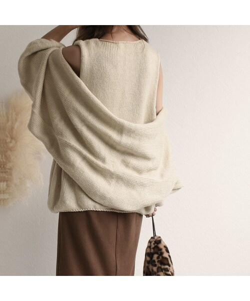 Lavish Gate(ラヴィッシュゲート)の「knit-02037 ボリュームニットスリーブ&ニットベスト ベージュ(ニット/セーター・レディース・その他)」の5枚目の写真