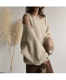 Lavish Gate | knit-02037 ボリュームニットスリーブ&ニットベスト ベージュ(ニット/セーター)