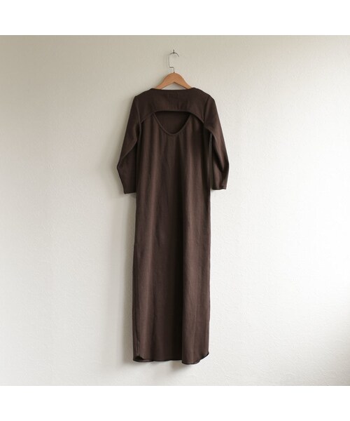 Lavish Gate（ラヴィッシュゲート）の「onepiece-04011　日本製　バックオープン　リブロング ワンピース　ダークブラウン　モカ（ワンピース・レディース・その他）」の11枚目の写真