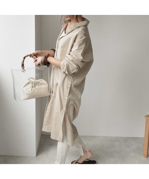 Lavish Gate（ラヴィッシュゲート）の「onepiece-02004　サイドボタンスリット　シャツワンピース　ベージュ（ワンピース・レディース・その他）」の6枚目の写真