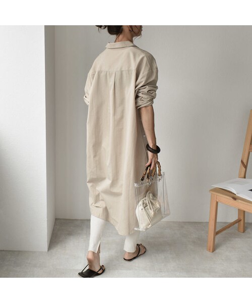 Lavish Gate（ラヴィッシュゲート）の「onepiece-02004　サイドボタンスリット　シャツワンピース　ベージュ（ワンピース・レディース・その他）」の8枚目の写真