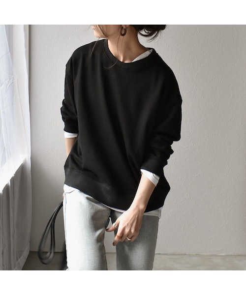 Lavish Gate（ラヴィッシュゲート）の「tops-02065　レイヤード スウェット トップス　ブラック（スウェット・レディース・その他）」の6枚目の写真