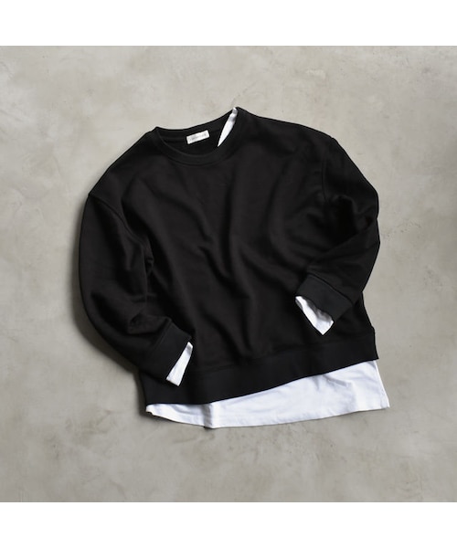 Lavish Gate（ラヴィッシュゲート）の「tops-02065　レイヤード スウェット トップス　ブラック（スウェット・レディース・その他）」の7枚目の写真