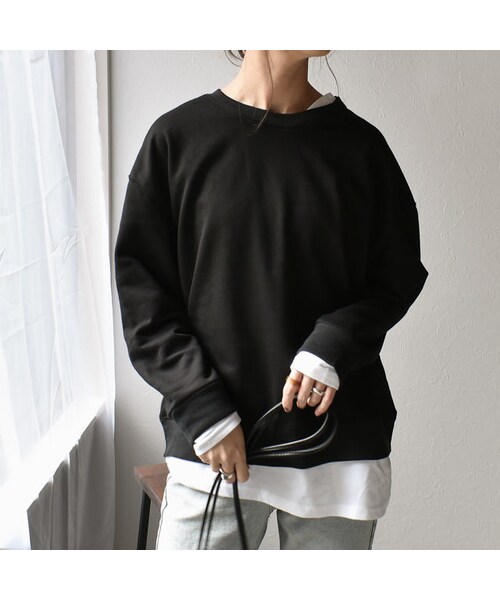 Lavish Gate（ラヴィッシュゲート）の「tops-02065　レイヤード スウェット トップス　ブラック（スウェット・レディース・その他）」の2枚目の写真