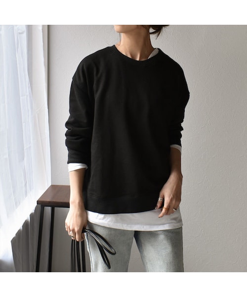 Lavish Gate（ラヴィッシュゲート）の「tops-02065　レイヤード スウェット トップス　ブラック（スウェット・レディース・その他）」の5枚目の写真