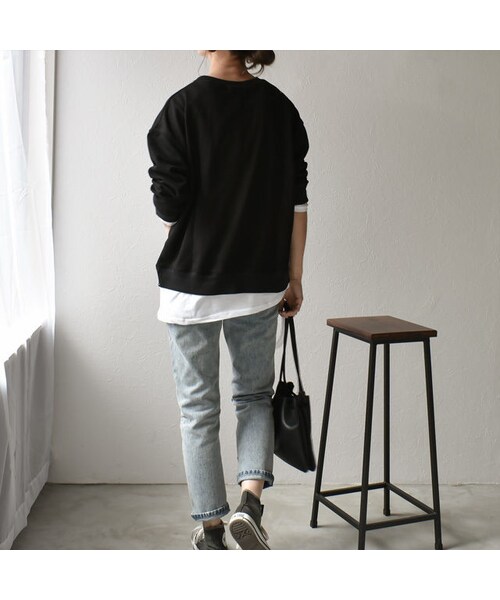 Lavish Gate（ラヴィッシュゲート）の「tops-02065　レイヤード スウェット トップス　ブラック（スウェット・レディース・その他）」の4枚目の写真