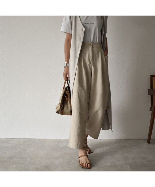 Lavish Gate（ラヴィッシュゲート）の「bottoms-02007　リネン混 ワイドテーパードパンツ（その他パンツ・レディース・その他）」の2枚目の写真