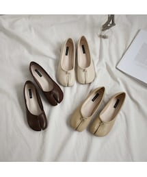 Lavish Gate | shoes-02092 エコレザー 足袋フラットパンプス エクリュ ベージュ ブラウン(パンプス)