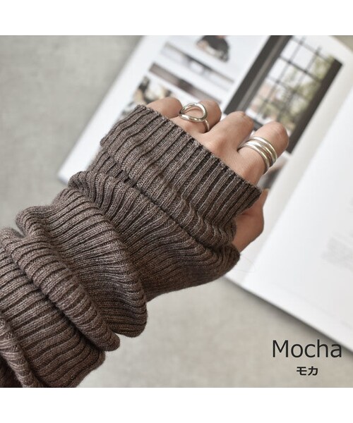 Lavish Gate（ラヴィッシュゲート）の「nh-gloves-02001　リブアームウォーマー　オフホワイト　ベージュ　ブラウン　グレー　モカ　スモーキーブラウン　ブラック（手袋・レディース・その他）」の11枚目の写真