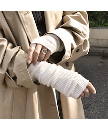 Lavish Gate | nh-gloves-02001　リブアームウォーマー　オフホワイト　ベージュ　ブラウン　グレー　モカ　スモーキーブラウン　ブラック(手袋)