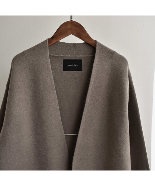 Lavish Gate（ラヴィッシュゲート）の「coat-02020　ウール混　ニットガウンコート　グレージュ（チェスターコート・レディース・その他）」の9枚目の写真