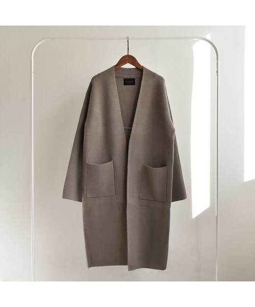 Lavish Gate（ラヴィッシュゲート）の「coat-02020　ウール混　ニットガウンコート　グレージュ（チェスターコート・レディース・その他）」の7枚目の写真