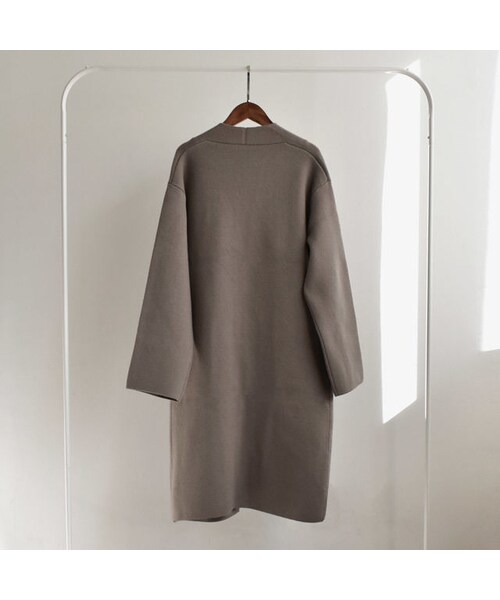 Lavish Gate（ラヴィッシュゲート）の「coat-02020　ウール混　ニットガウンコート　グレージュ（チェスターコート・レディース・その他）」の8枚目の写真