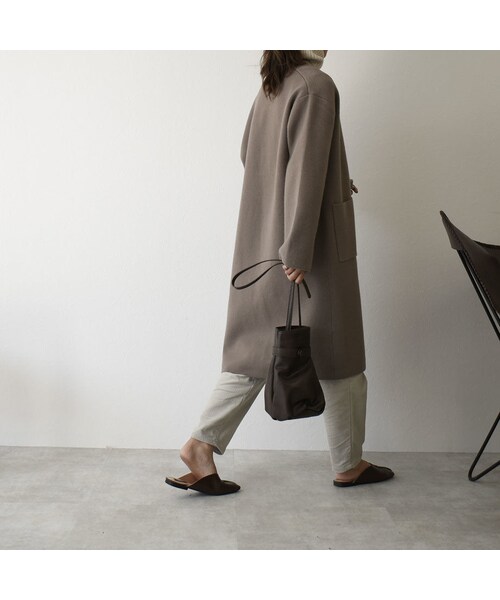 Lavish Gate（ラヴィッシュゲート）の「coat-02020　ウール混　ニットガウンコート　グレージュ（チェスターコート・レディース・その他）」の4枚目の写真