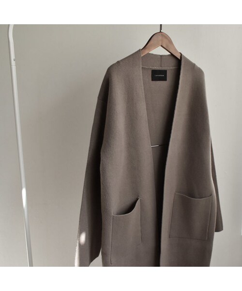 Lavish Gate（ラヴィッシュゲート）の「coat-02020　ウール混　ニットガウンコート　グレージュ（チェスターコート・レディース・その他）」の10枚目の写真