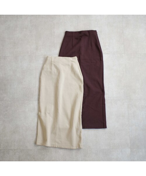 Lavish Gate（ラヴィッシュゲート）の「bottoms-04015　日本製　裏起毛スウェット　マキシ丈スカート　ダークパープル　エクリュ（スカート・レディース・その他）」の11枚目の写真