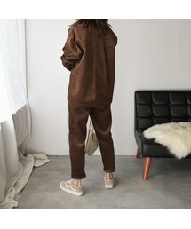 Lavish Gate | bottoms-04001　日本製　コーデュロイ　テーパードラフパンツ　エクリュ　ブラウン(その他パンツ)