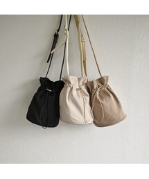 Lavish Gate | nh-bag2-02478 ナイロンミニ巾着ショルダーバッグ ライトベージュ ベージュ ブラック(ショルダーバッグ)