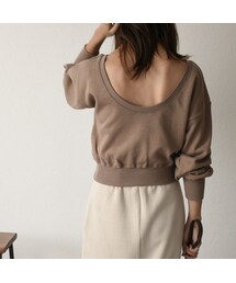 Lavish Gate | tops-04022　日本製　バックオープン　スウェット　ベージュ　モカ(スウェット)