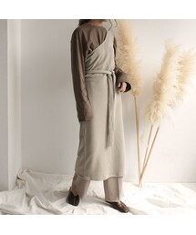 Lavish Gate | tops-04018　日本製　ウール混　ミラノリブ　ワンショルダーワンピース　ベージュ　モカ(ワンピース)