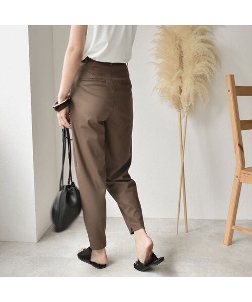 Lavish Gate（ラヴィッシュゲート）の「bottoms-02032　日本製　ウールライク　ジッパースリットデザイン　トラウザー パンツ　ブラウン　ブラック（その他パンツ・レディース・その他）」の4枚目の写真