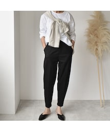 Lavish Gate | bottoms-02032　日本製　ウールライク　ジッパースリットデザイン　トラウザー パンツ　ブラウン　ブラック(その他パンツ)