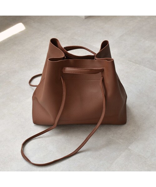 Lavish Gate(ラヴィッシュゲート)の「bag2-02469 エコレザーシボ加工 スクエアショルダーバッグ ハンドバッグ ブラウン(ショルダーバッグ・レディース・その他)」の5枚目の写真