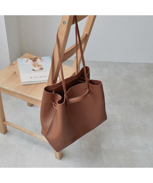 Lavish Gate(ラヴィッシュゲート)の「bag2-02469 エコレザーシボ加工 スクエアショルダーバッグ ハンドバッグ ブラウン(ショルダーバッグ・レディース・その他)」の9枚目の写真