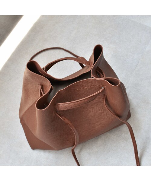 Lavish Gate(ラヴィッシュゲート)の「bag2-02469 エコレザーシボ加工 スクエアショルダーバッグ ハンドバッグ ブラウン(ショルダーバッグ・レディース・その他)」の6枚目の写真