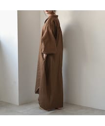 Lavish Gate | onepiece-04001 日本製 コットンリネン ルーズロングシャツ ワンピース エクリュ ブラウン(ワンピース)