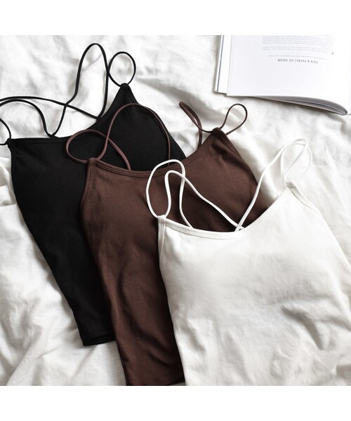 Lavish Gate（ラヴィッシュゲート）の「nh-tops-02045　バッククロス　ブラトップキャミソール　ブラウン　ホワイト　ブラック（キャミソール・レディース・その他）」の7枚目の写真