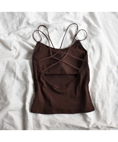 Lavish Gate（ラヴィッシュゲート）の「nh-tops-02045　バッククロス　ブラトップキャミソール　ブラウン　ホワイト　ブラック（キャミソール・レディース・その他）」の9枚目の写真