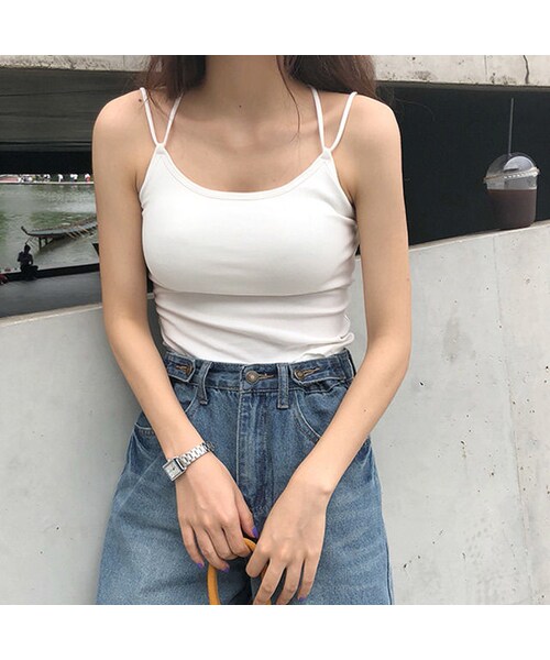 Lavish Gate（ラヴィッシュゲート）の「nh-tops-02045　バッククロス　ブラトップキャミソール　ブラウン　ホワイト　ブラック（キャミソール・レディース・その他）」の4枚目の写真