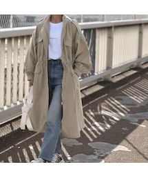 Lavish Gate | coat-02022　バルーンスリーブ　ミリタリーガスコート　ベージュ　カーキ(ミリタリージャケット)