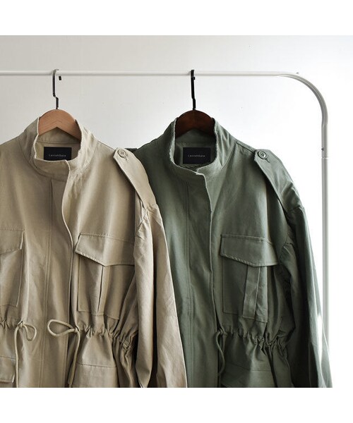 Lavish Gate（ラヴィッシュゲート）の「coat-02022　バルーンスリーブ　ミリタリーガスコート　ベージュ　カーキ（ミリタリージャケット・レディース・その他）」の7枚目の写真