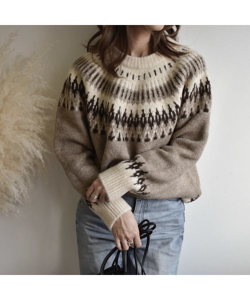 Lavish Gate(ラヴィッシュゲート)の「knit-02018 ウール ノルディックニット モカベージュ(ニット/セーター・レディース・その他)」の1枚目の写真