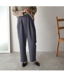 Lavish Gate | bottoms-02043　タックセミワイドパンツ　ダスティブルー　ブラック(その他パンツ)