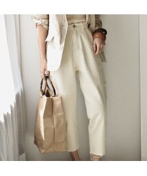 Lavish Gate | bottoms-02008　カットオフテーパード パンツ　オフホワイト(デニムパンツ)