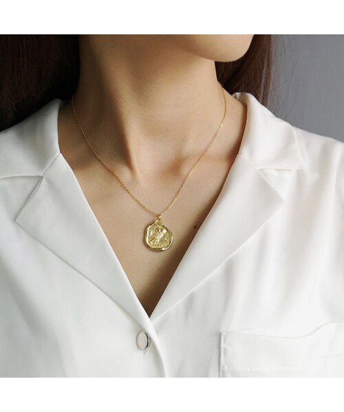 Lavish Gate ラヴィッシュゲート の Mb Necklace2 007 Sv925 ベンドゴールドコインネックレス ネックレス Wear
