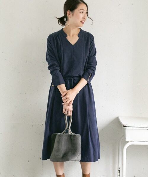 新品•タグ付 URBANRESEARCH スウェード サテン 切替 ワンピース URBAN RESEARCH ROSSO WOMEN（アーバンリサーチ ロッソ）の