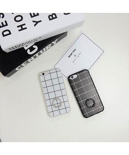 Lavish Gate ラヴィッシュゲート の Mb Iphone バンカーリング付き モノクロ グラフチェック柄 ブラック ホワイト 黒白 モノトーン Iphoneケース スマホケース カバー Wear