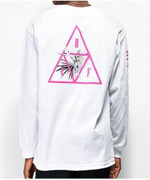 HUF Jungle Triple Triangle ロングスリーブ 長袖ロゴTシャツ WHITE