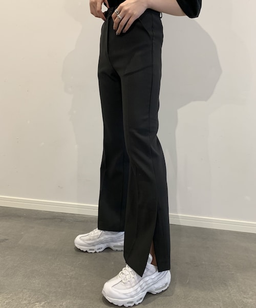 flared pants with side slits