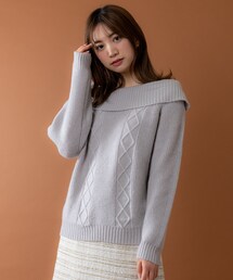 Rewde | ｹｰﾌﾞﾙ編みｵﾌｼｮﾙ風ﾆｯﾄ（9R14-12100）(ニット/セーター)