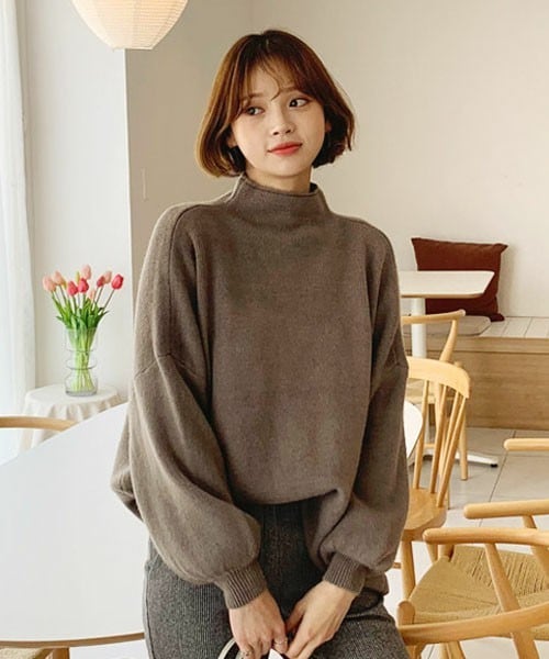 DHOLIC（ディーホリック）の「ボトルネックパフニット（ニット/セーター・レディース・グリーン/ホワイト/ブラウン/ブラック・FREE）」の4枚目の写真