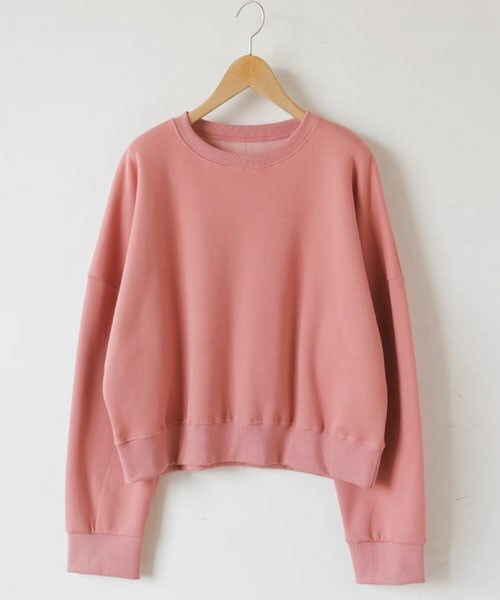 DHOLIC STYLE（ディーホリックスタイル）の「[ontheriver] 裏起毛クロップドスウェット（スウェット・レディース・ベージュ/ピンク/ブラウン/ブラック・FREE）」の4枚目の写真