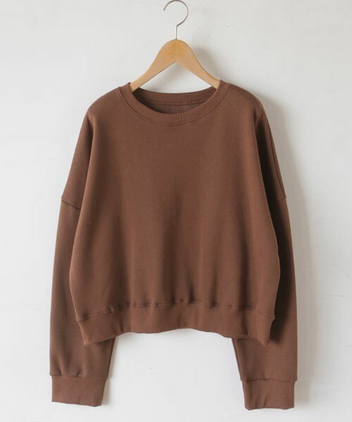 DHOLIC STYLE（ディーホリックスタイル）の「[ontheriver] 裏起毛クロップドスウェット（スウェット・レディース・ベージュ/ピンク/ブラウン/ブラック・FREE）」の3枚目の写真