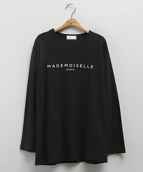 DHOLIC STYLE（ディーホリックスタイル）の「[mayblue] PARISレタリング長袖Tシャツ（Tシャツ/カットソー・レディース・ホワイト/ブラウン/ブラック・FREE）」の2枚目の写真