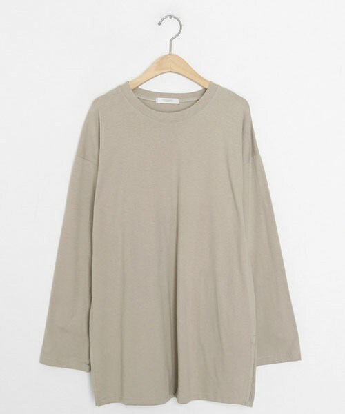 DHOLIC（ディーホリック）の「スリットロングTシャツ（Tシャツ/カットソー・レディース・ホワイト/ブラック/ベージュ/グリーン・FREE）」の3枚目の写真